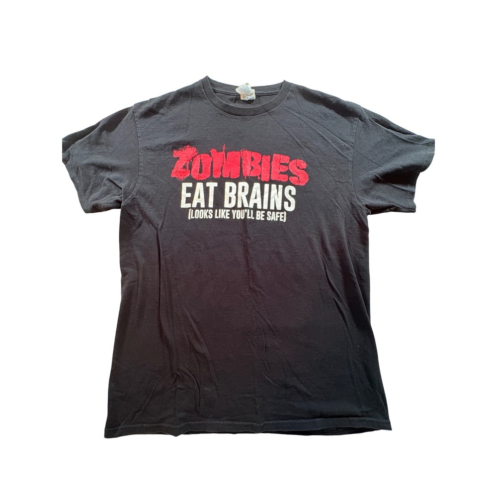 Delta Pro Weight Zombies Eat Brains Funny Graphic T-Shirt Black Mens Large